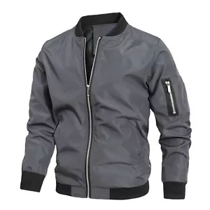 Mens Full-Zip Jacket Lightweight Windbreaker Casual Spring Fall Thin Coat - Picture 1 of 18