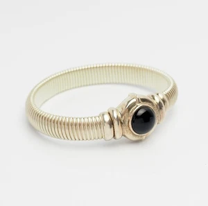 Vintage sterling silver onyx magnetic clasp stretch bracelet EspoJoseph Esposito - Picture 1 of 5