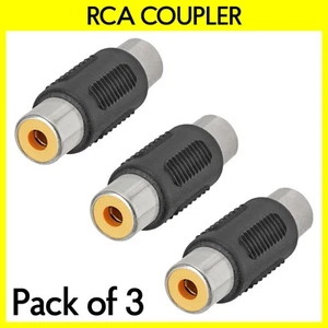 3PCS RCA Accoppiatore One RCA Femmina a Femmina Adattatore Dritto Audio Video Convertitore - Foto 1 di 4
