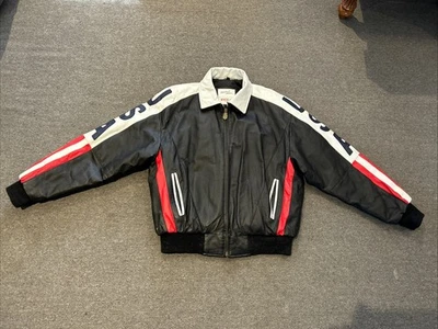 Chaqueta De Colección Michael Hoban Cuero Bandera de EE. UU. Grande Donde MI Usada ¡LEER! Foto 1 de 4