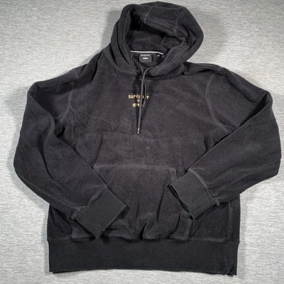 Superdry Sudadera con Capucha Hombre Grande Negro Sherpa Fleece Bordado Logo M2012034A Foto 1 de 4