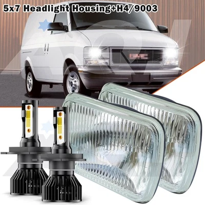 Pair 5x7" 7x6" LED Headlights Hi/Lo Beam For GMC Safari 1985-2005 H4 - Image 1 of 4