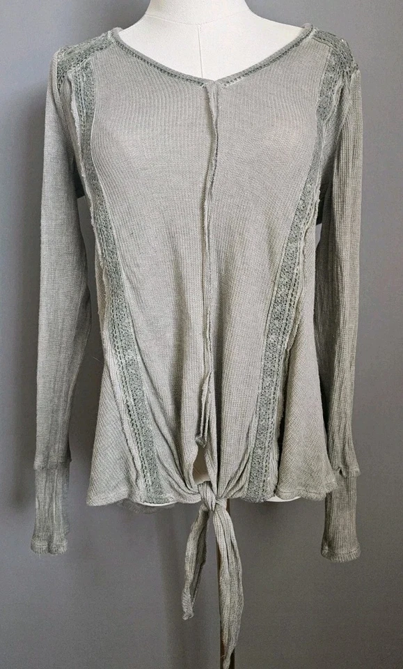 Camisa Knox Rosa Talla M Verde Encaje Corbata Frontal Manga Larga Boho Hada Y2K Grunge  Foto 1 de 4