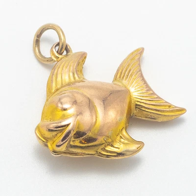 Dije Goldfish grande vintage de oro amarillo de 9 quilates Foto 1 de 4