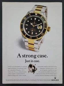 1997 Magazine PRINT AD Rolex Submariner Two-Tone 16613 "A Strong Case" Watch V2 - Picture 1 of 1