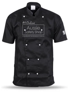 Black Chef Jacket Restaurant Breathable 3-Way Air Flow Short Sleeve 1105 Size L* - Picture 1 of 1