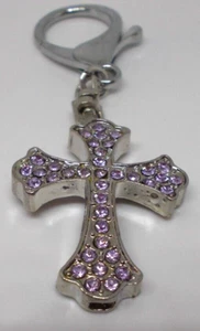 Aufwendiges Design Kruzifix Kreuz mit Strass Anhänger / Schlüsselanhänger rosa - Bild 1 von 2