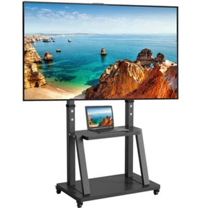 Universal 32"-80" Mobile TV Cart Mount Bracket LED Flat TV Display Stand Holder - Picture 1 of 14