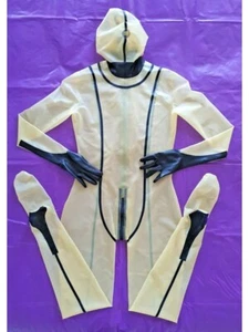 100% Latex Rubber Gummi Transparent Catsuit Cosplay Jumpsuit 0.4mm XS-XXL - Picture 1 of 2