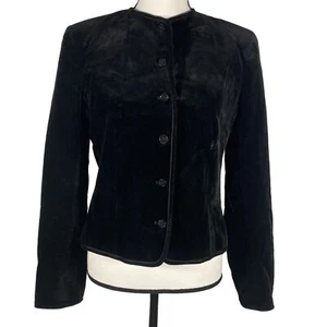 Vintage velvet black cropped blazer 80’s women’s S steampunk rock dark fairy emo - Picture 1 of 11