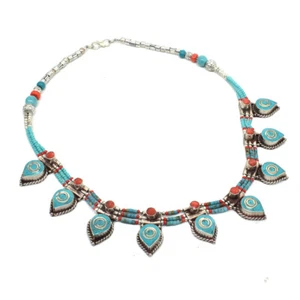 Elegant Coral Turquoise Necklace Women's Tibetan Fashion Jewelry 18" t426 - Picture 1 of 5