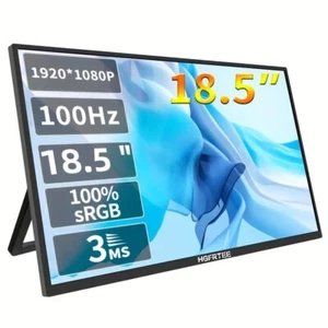 HGFRTEE 18.5" Portable Gaming Monitor, 1080P HDR Freesync 100Hz IPS 1920 x 1080 - Picture 1 of 19