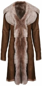 Biber Damen Damen Echt Toscana Lammfell Leder Wildleder Jacke Trenchcoat - Bild 1 von 5