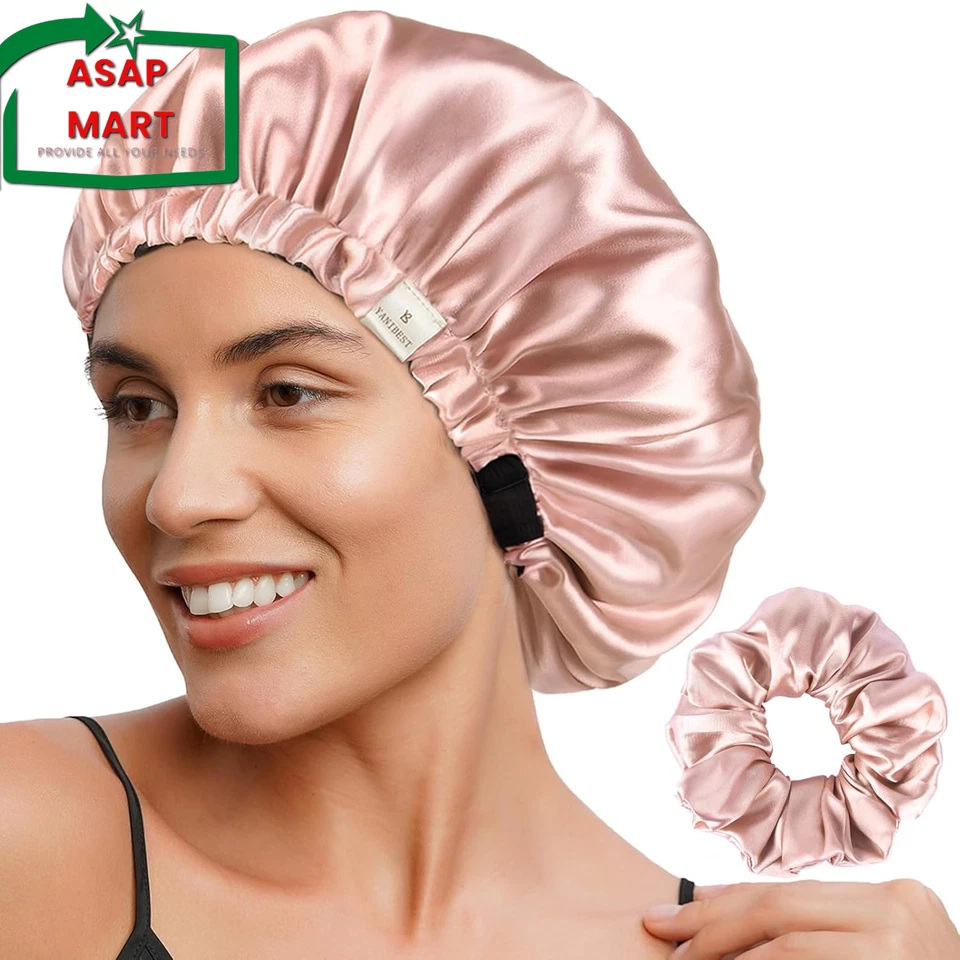 YANIBEST Double Layer Satin Bonnet Silk Bonnet Adjustable Hair Bonnet for Sleepi