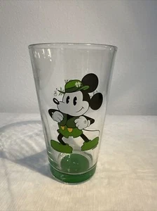 VINTAGE MICKEY MOUSE HAPPY ST PATRICK'S DAY 16 OZ PINT GLASS~LUCKY 4 LEAF CLOVER - Picture 1 of 4