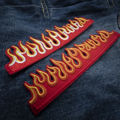 Fire Flame Patch Iron On Sew On Embroidered Badge Applique Biker Motorcycle - Image 1 of 4