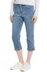NYDJ 153556 Women's High Waist Lace Up Hem Capri Jeans Point Dume Sz. 0 - Picture 1 of 2