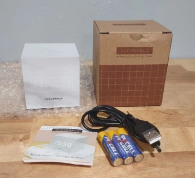 Cloudnola Block Clock 3-in-1 LED Alarm Clock Calendar Temperature 12/24H White  - Image 1 of 4