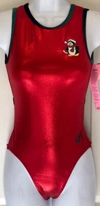 GK Elite RED MYSTIQUE ADULT SMALL XMAS PENQUIN GYMNASTIK TANZ JUBEL TRIKOT AS - Bild 1 von 9