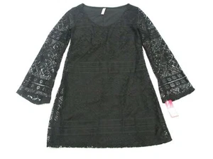 new XHILARATION Women's Size XS Lace 3/4 Sleeve Fitted Black Sheath Dress - Picture 1 of 8