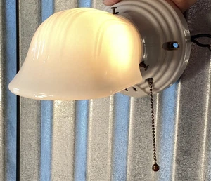 Antique Paulding Art Deco Milk Glass Porcelain Wall Sconce Bathroom MCM - Bild 1 von 19