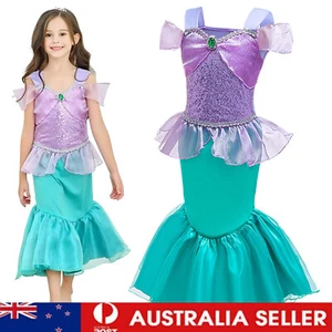 Girl The Little Mermaid Dress Kid Ariel Cosplay Princess Dress Costume Book Week - Picture 1 of 19