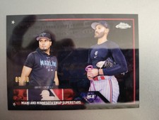 2023 Topps Chrome Update Sapphire Luis Arraez Pablo Lopez City Swap BLACK #9/10