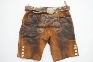 Kurze Ziegenleder Lederhose Country sexy total verspeckt mit klasse Gürtel Gr.50 - Bild 1 von 10