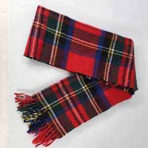 Givenchy Monsieur Vintage Scarf Red Plaid Lambswool One Size fringe Scarf - Picture 1 of 6