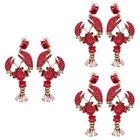 3 Pairs Lobster and Diamond Earrings Women for Dangling Metal