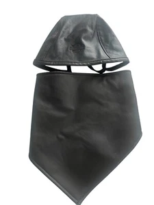Motorcyle Rider Leather Face Bandana Fleece Lined Skull Cap Riding Hat - Picture 1 of 5