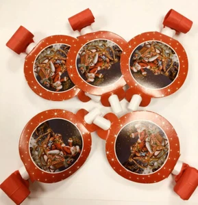 WEIHNACHTSPARTY GEBLÄSER rot Weihnachtsmann laut Retro Spielzeug x5er-Pack Tischdekoration - Bild 1 von 2
