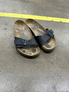 Birkenstock Madrid Slip On Sandals Women's 6.5 Narrow EU 37 Brown Black Patent - Picture 1 of 4