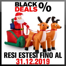 Slitta Babbo Natale Gonfiabile 240 Cm Decorazione Natalizia Giardino Esterni