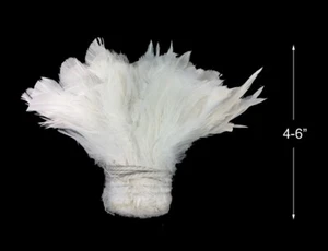 1 Yard - Natural White Strung Rooster Schlappen Wholesale Feathers (Bulk) Craft - Picture 1 of 6