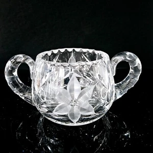 Vintage Lead Crystal Star of David Clear Cut Etched Glass Double Handled Serving - Picture 1 of 19