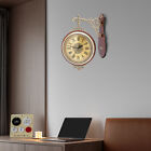 Vintage Wall Clock Quartz Clock Silent Non-Ticking Clock Wooden Double Sided NEW