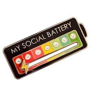 My Social Battery Mood Brooch Pin Funny Interactive Enamel Badge Pins Gift NEW