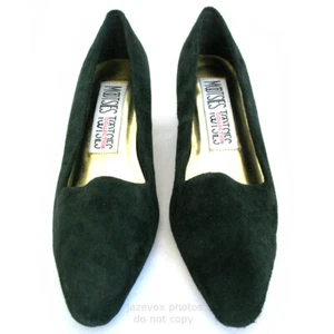 New Y2K Vintage Mootsies Tootsies Womens Shoes Heels Leather Suede Velvet Green - Picture 1 of 11