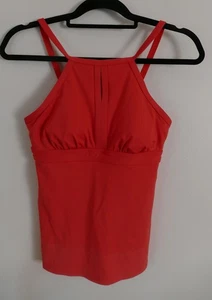 Lands' End 2 Orange Red High Neck Tankini Swimsuit Top Slit - Picture 1 of 4