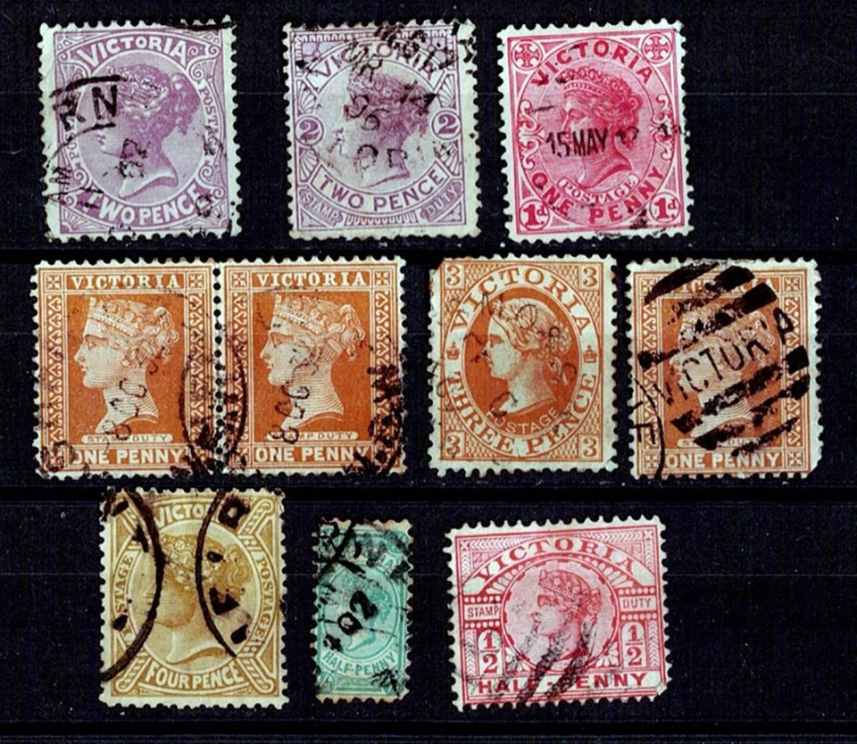 AUSTRALIA - Victoria - 1863-1885 10 sellos QV USADOS. Foto 1 de 1