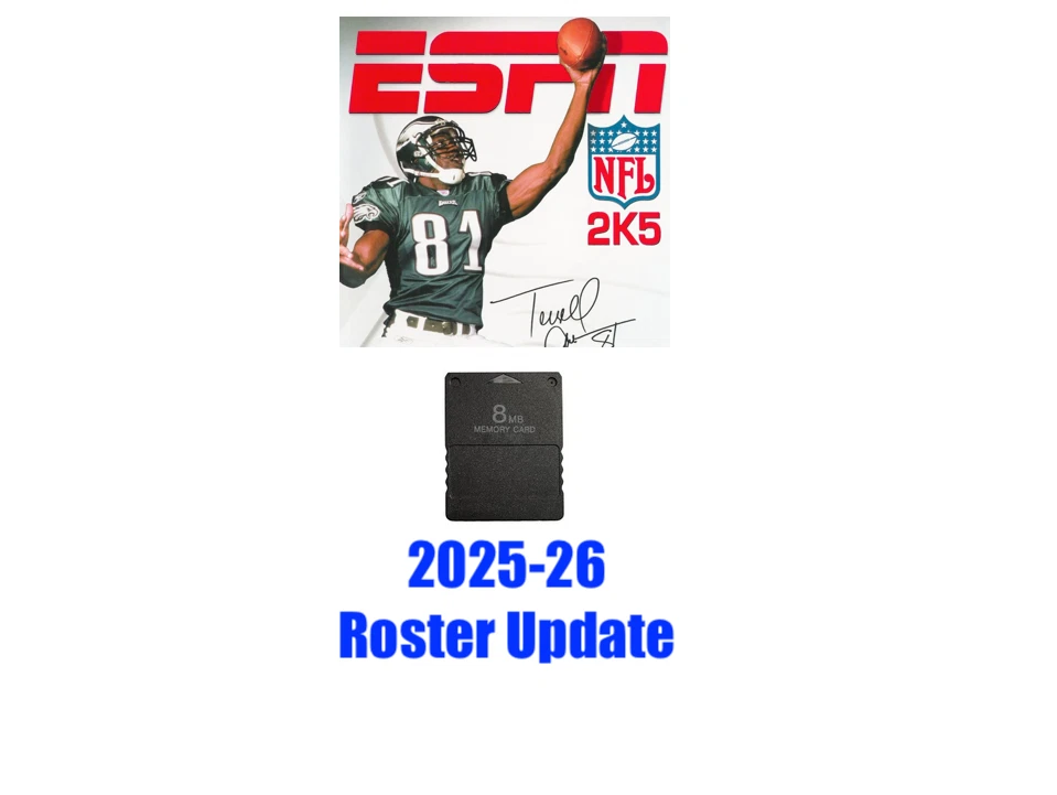 ESPN NFL 2K5 2025-26 Roster Update Memory Card PlayStation 2 PS2 2025 2026