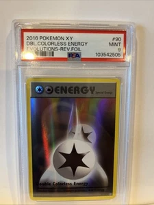 2016 POKEMON XY EVOLUTIONS 90 DOUBLE COLORLESS ENERGY REV FOIL PSA 9 - Picture 1 of 6