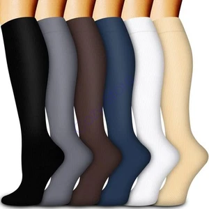 6 pares/juego de calcetines de compresión 20-30 mmhg medias extra anchas hasta la rodilla pantorrilla - CALIENTES - Imagen 1 de 45