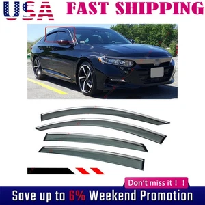 FOR 2018-2021 HONDA ACCORD CLIP-ON CHROME TRIM WINDOW VISOR RAIN GUARD DEFLECTOR - Foto 1 di 10