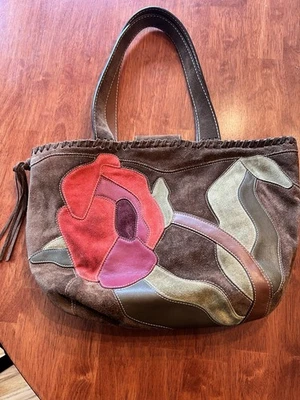 Vintage Coach Limited Edition Poppy For Peace Suede Shoulder Tote Bag 9258 - Image 1 of 4