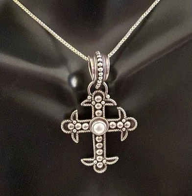 Suarti Bali BA Cross Sterling Silver Natural Pearl Pendant Necklace - Image 1 of 4