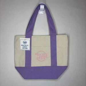 Trader Joe’s Canvas MINI Tote Bag Cotton Grocery Shopping — PASTEL PURPLE + Pink - Imagen 1 de 6