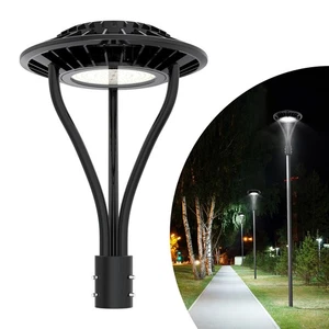 100W LED Post Top Pole Light Dusk To Dawn Outdoor Garden Yard Circular Area Lamp - Picture 1 of 12