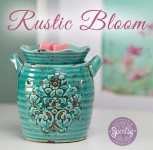 Calentador Scentsy RUSTIC BLOOM 2015 turquesa granja retirado/raro-nuevo en caja - Imagen 1 de 4